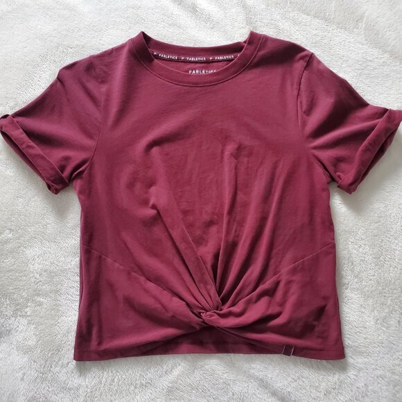 Fabletics Tops - Fabletics 100% Cotton Front-Twist Tee Merlot Red Color XS/4